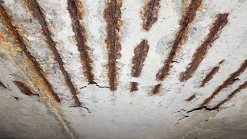 Rozkład śladów korozji w płycie stropowej